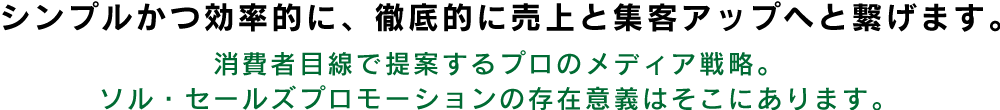 シンプルかつ効率的に、徹底的に売上と集客アップへと繋げます。